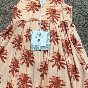 Kate Quinn Apricot Dress with Rust Palm Print